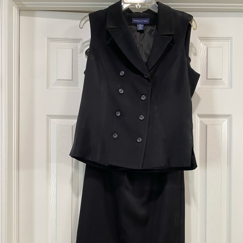 Preston & York Vest/jacket and pencil skirt. Black and Size 12  so cute on!